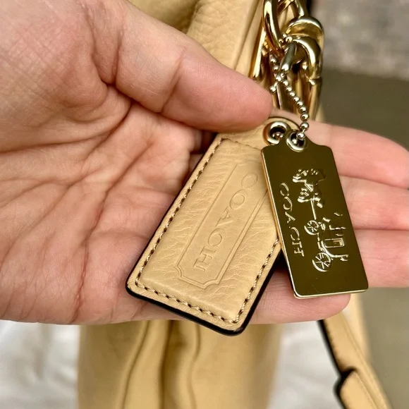 Coach Madison Tan Pebbled Leather Slouch Hobo with Crossbody Strap Style - Picture 9 of 15